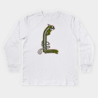 Celtic Cat Letter L Kids Long Sleeve T-Shirt